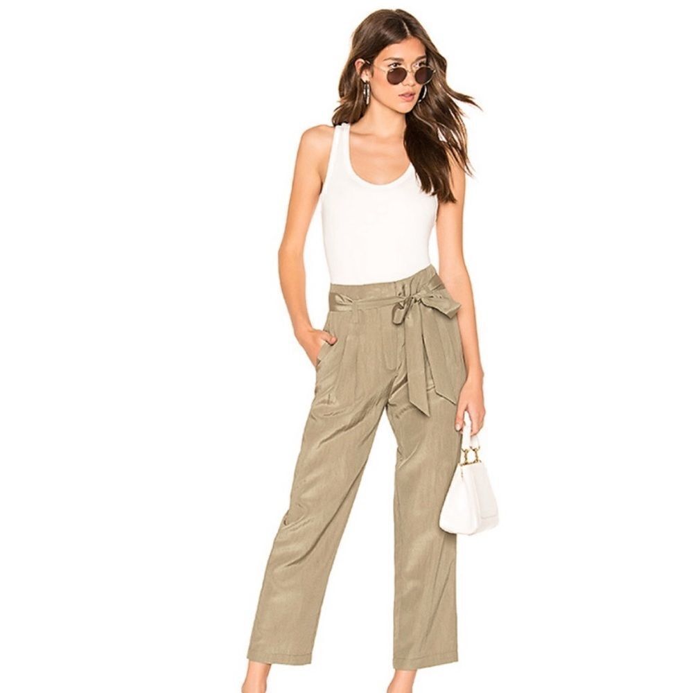 REVOLVE, JOA, Tie Waist Cropped Pant in Olive